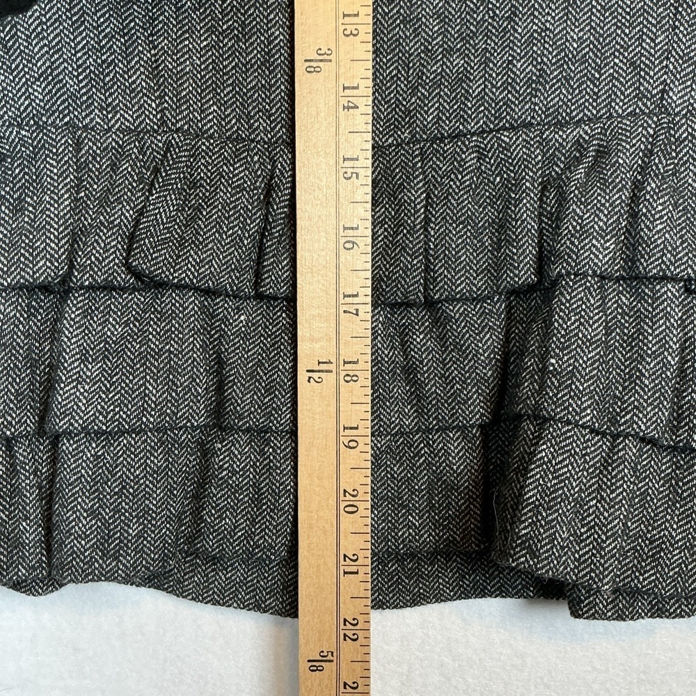 Ann Taylor LOFT Herringbone Wool‎ Blend Ruffle Hem Blazer Jacket Grey Womens 6 - Picture 7 of 9